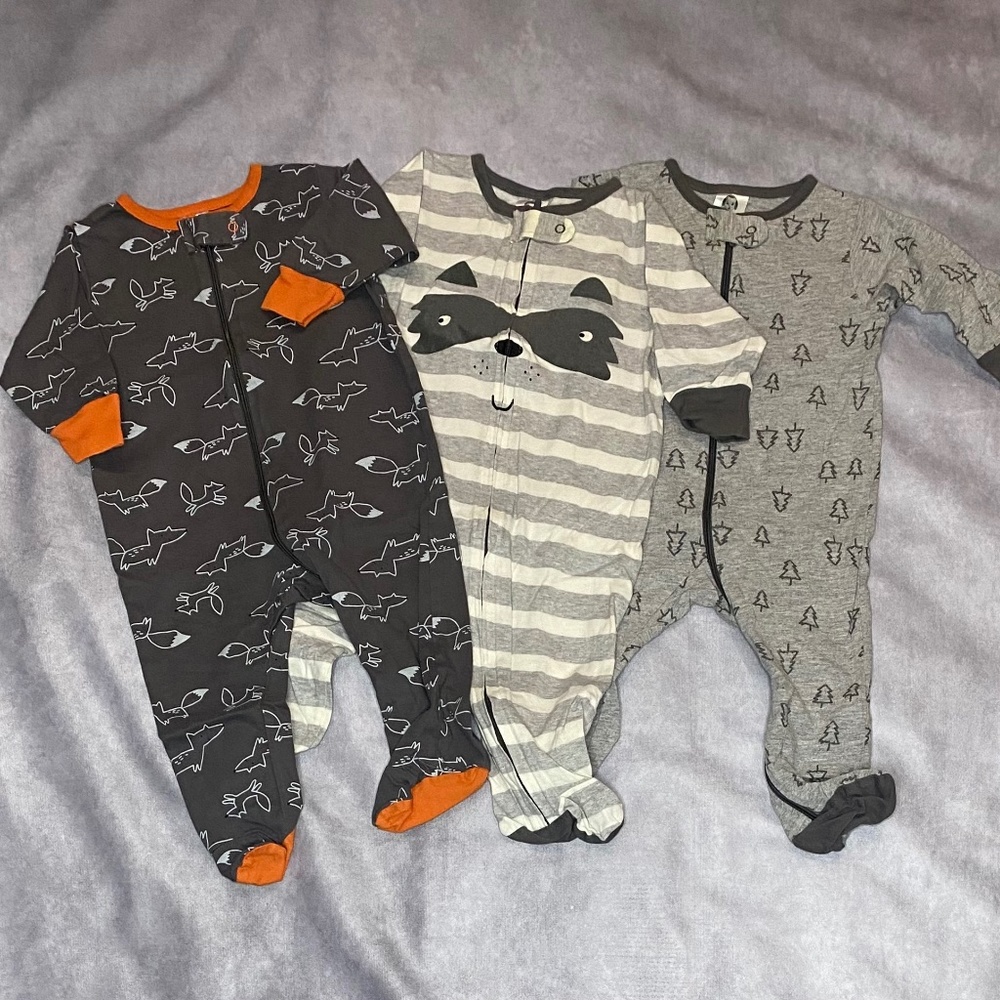 3 - Gerber Sleep N' Play Footie Pajamas in size 3-6 Month